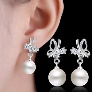 ▪NEW▪Elegant 925 Silver Butterfly Pearl Earrings